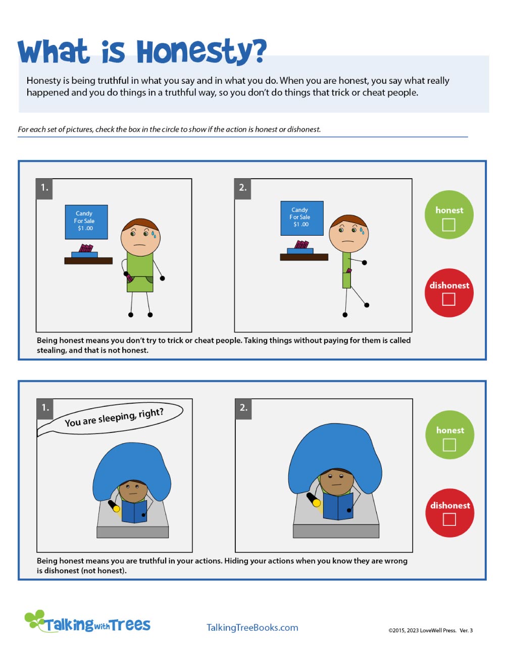 Honesty Worksheet for Kindergarten / Pre Readers